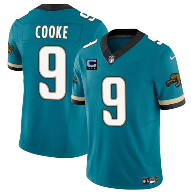 Men's Jacksonville Jaguars #9 Logan Cooke Teal 2025 F.U.S.E. With 3-Star C Patch Prowler Throwback Vapor Limited Stitched Football Jersey